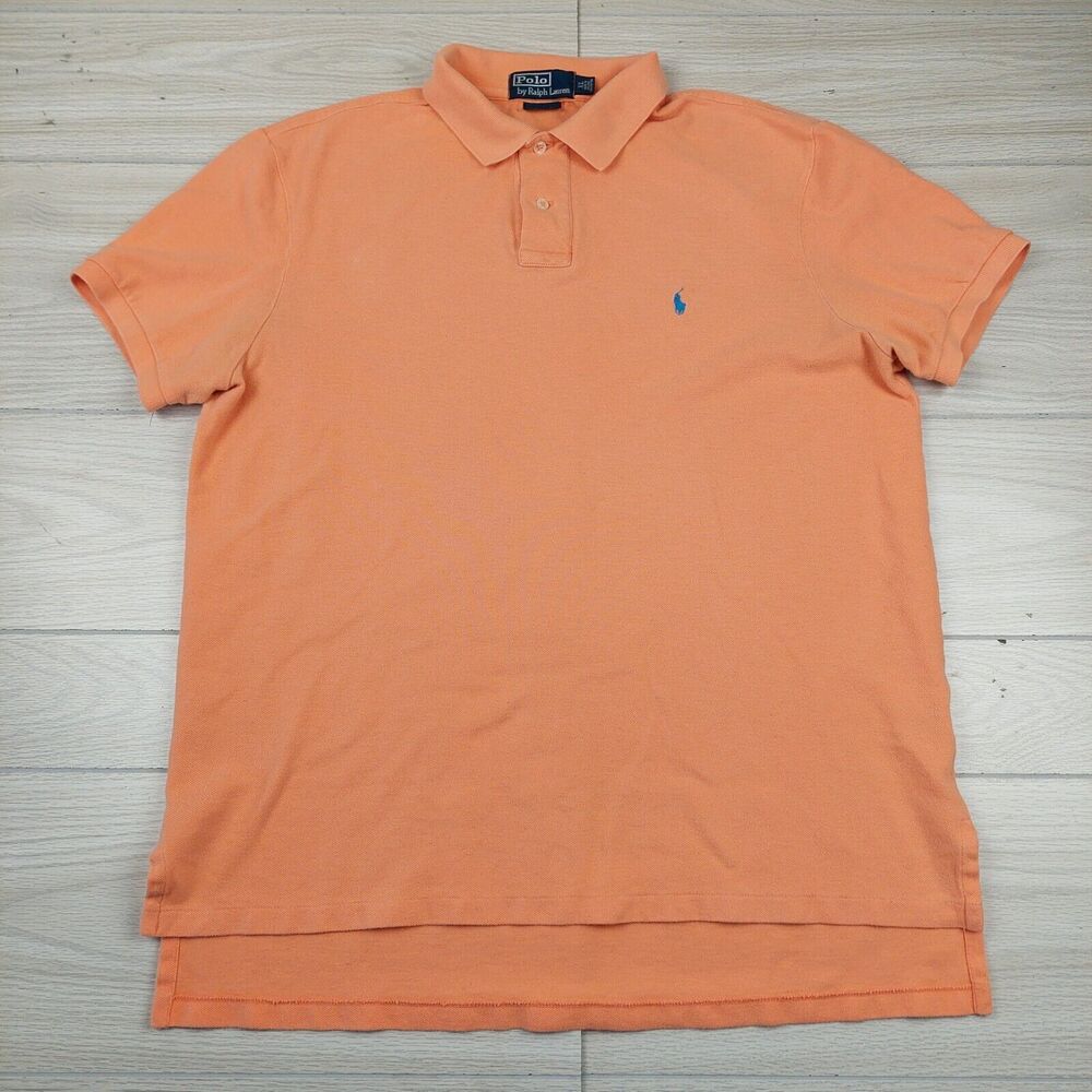 Polo Ralph Lauren Shirt Mens XL Custom Fit Orange Short Sleeve Preppy Dad Cotton